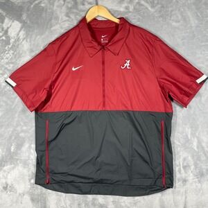 Nike Alabama Crimson Tide Pullover Jacket XL Short Sleeve Quarter Zip Red Gray